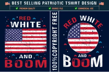 Foto auf Alu-Dibond  Red white and boom usa patriotic t-shirt design with usa grunge flag © Rathin