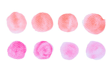 Set of watercolor pink, red spots