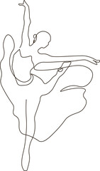 Continuous line drawing. Ballerina ballet dancer.