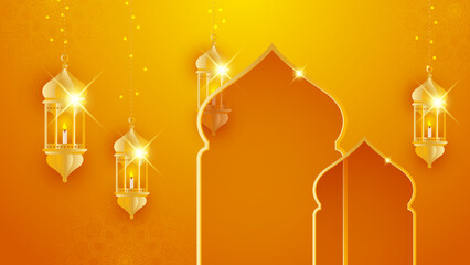 Islamic ramadan background with Arabic ornament pattern and luxury mandala lantern decorative. Designed for islam greeting card, eid template, hajj, invitation, celebration, premium frame, and mosque