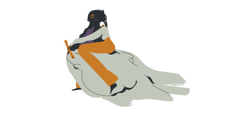 Peace concept. Person send, receive, deliver paper letters, emails, messages.  Flat graphic vector illustrations isolated on white background