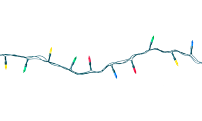 String of christmas lights isolated on white background With clipping path.