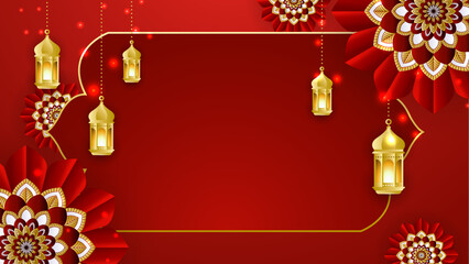 Islamic ramadan background with Arabic ornament pattern and luxury mandala lantern decorative. Designed for islam greeting card, eid template, hajj, invitation, celebration, premium frame, and mosque