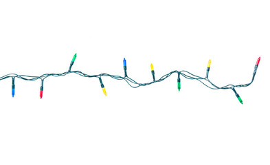String of christmas lights isolated on white background With clipping path.