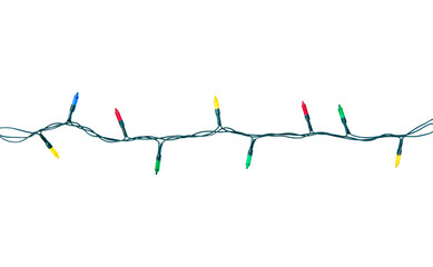 String of christmas lights isolated on white background With clipping path.