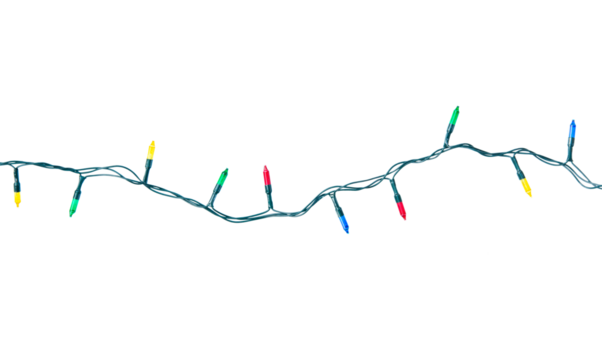 String of christmas lights isolated on white background With clipping path.