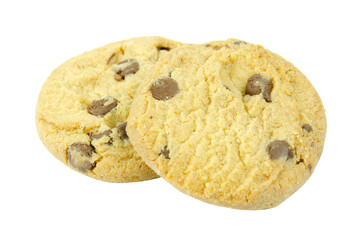 Chocolate chip cookie isolated on white background with clipping path.