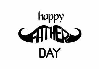 handwritten happy father day with moustache isolated on white background