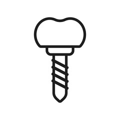 Tooth crown and tooth pin icon. High quality black isolated on white vector illustration. Tooth implant logo