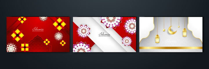 Islamic ramadan background with Arabic ornament pattern and luxury mandala lantern decorative. Designed for islam greeting card, eid template, hajj, invitation, celebration, premium frame, and mosque