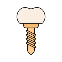 Dental Implant icon, Tooth pin, Prosthetic dentistry logo. Dental Care thin line art icons. Vector illustration isolated on white