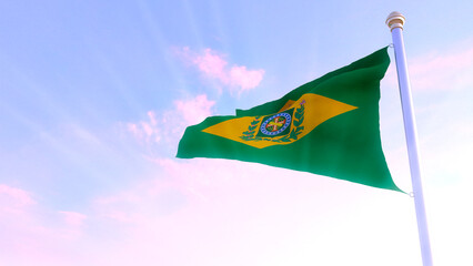A bandeira do antigo Império do Brasil - Ilustração 3D