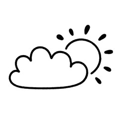 Summer cloud with sun doodle line art