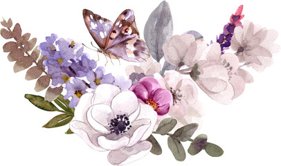 Bouquet watercolor flower for design greeting card , wedding , post card. © Hasun
