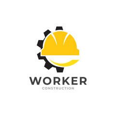 Fototapeta premium Construction Worker Logo Vector Design.