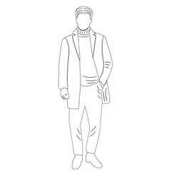 man sketch on white background isolated, vector