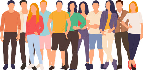 Fototapeta premium crowd of people in flat style, isolated, vector