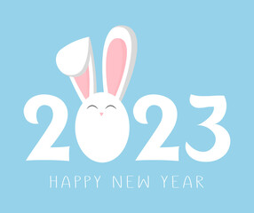 Chinese new year symbol 2023 Rabbit horoscope sign. Flat minimalism vector illustration. 
