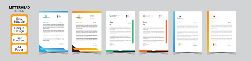 Minimalist concept business style letterhead template design. Professional & modern letterhead template design with geometric shapes