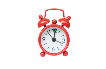 Red alarm clock isolated on white background with clipping path