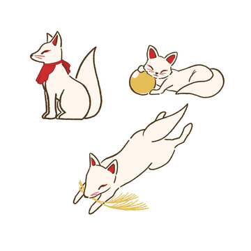 No.529 アクリル画 A4サイズ原画 お狐様 お稲荷さん 伏見稲荷