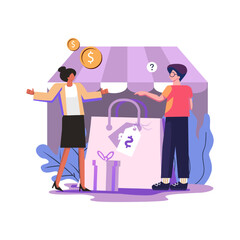 Face to face selling flat style illustration design