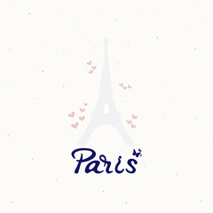 Card with inscription Paris with Eiffel Tower - 522554230