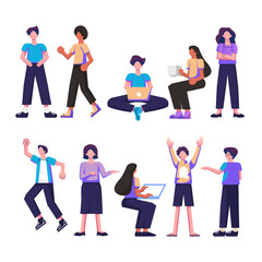 flat character color full illustration design