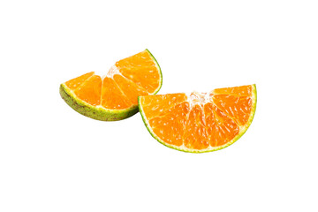 Orange transparent background, Die cut slice piece of orange fruit food on transparent background