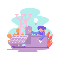 Innovative battery technology flat style illustration design