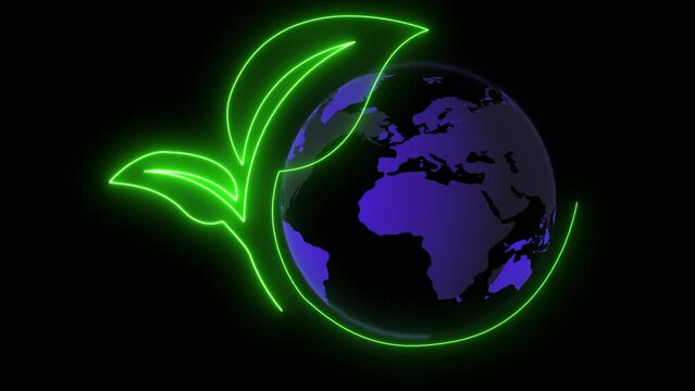 as a sign of sustainability, a green leaf wraps around our planet