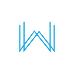 Initial letter W logo line art vector