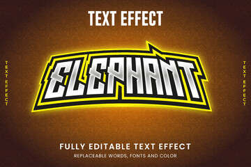 Elephant 3d editable vector text effect, esport logo © elchinarts