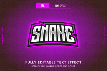 Snake 3d editable vector text effect, esport logo © elchinarts