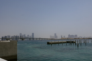Fototapeta na wymiar Abu Dhabi Seascape Water Front from Saadiyat Island United Arab Emirates
