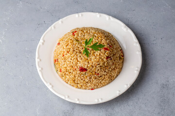 Bulgur pilaf with Firik (Turkish name; firikli bulgur pilavi)