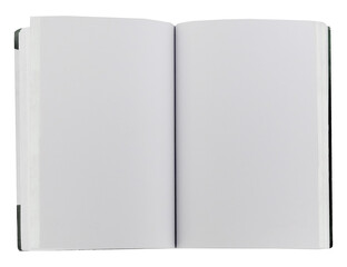 Cutout of an isolated open book with blank pages with the transparent png background
