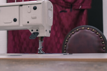 Sewing machine in the workshop