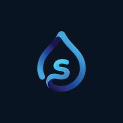 water logo with letter s concept
