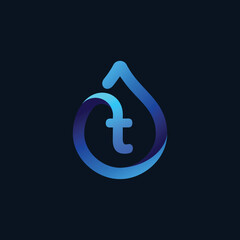 Logo Icon Letter T Water Droplet