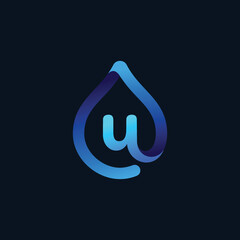 letter u logo with water drop concept © nuraeni