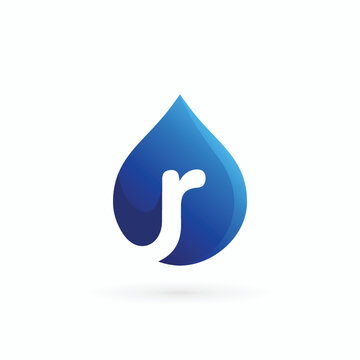 water drop with letter r logo design illustration