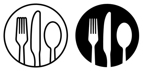 ofvs75 OutlineFilledVectorSign ofvs - cutlery vector icon . isolated transparent . fork, knife, spoon sign . black outline and filled version . AI 10 / EPS 10 . g11384 - obrazy, fototapety, plakaty
