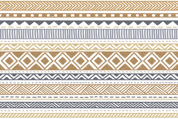 Ethnic stripe seamless pattern. Tribal geometric vector background, boho motif, tribal textured ornament illustration. Textile print