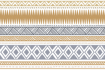 Ethnic stripe seamless pattern. Tribal geometric vector background, boho motif, tribal textured ornament illustration. Textile print