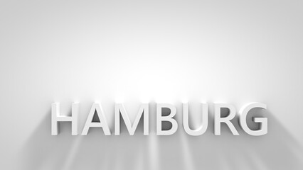 3d word Hamburg illuminated from top