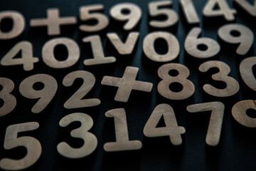 Background or texture of numbers. Finance data concept. Mathematic. Seamless pattern with numbers....