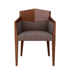 3d Furniture modern wood grain fabric single chair isolated on a white background, Decoration Design for Dining