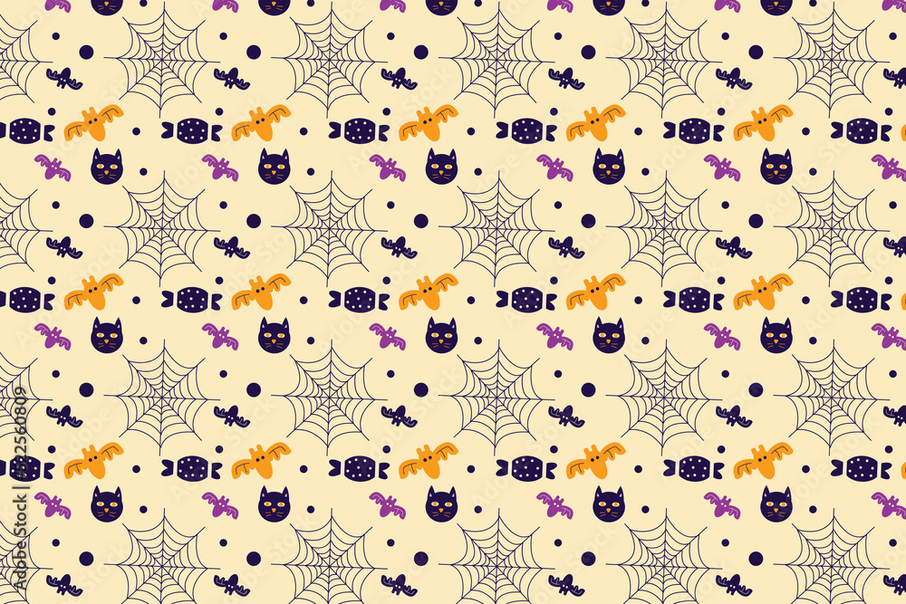 Poster seamless pattern texture vector for halloween events. halloween decoration pattern with spider webs 