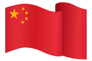 China flag flying on white background